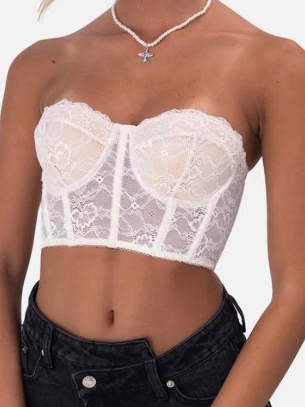 Adika White Lace Strapless Bandeau